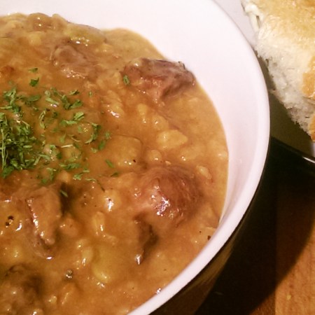 Beef and Farro Stew with Prunes